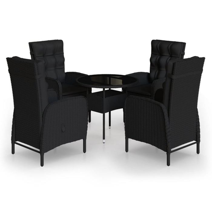 Set bistro de grădină, 5 piese, negru, poliratan - WALTI WALTI