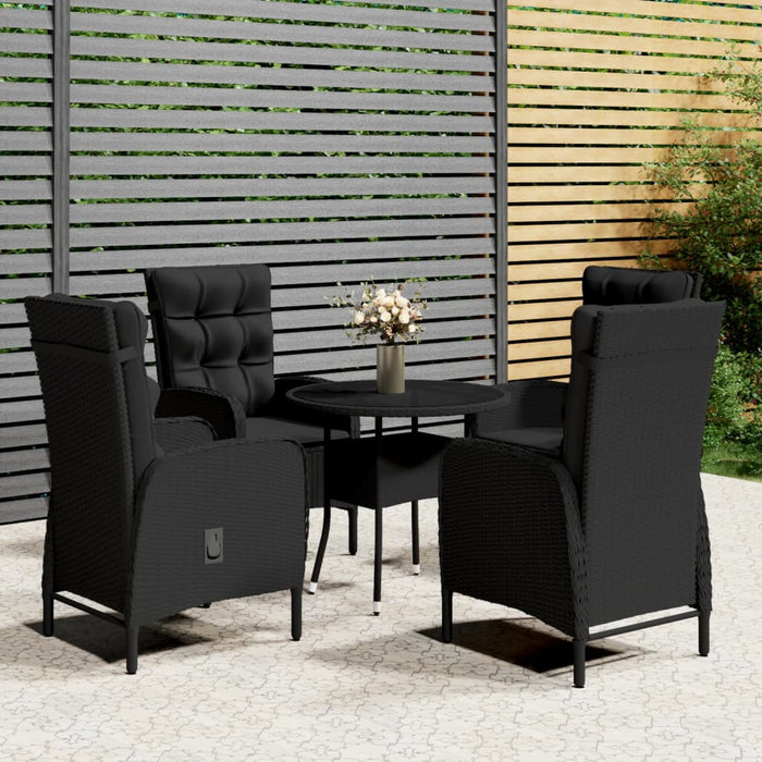 Set bistro de grădină, 5 piese, negru, poliratan - WALTI WALTI