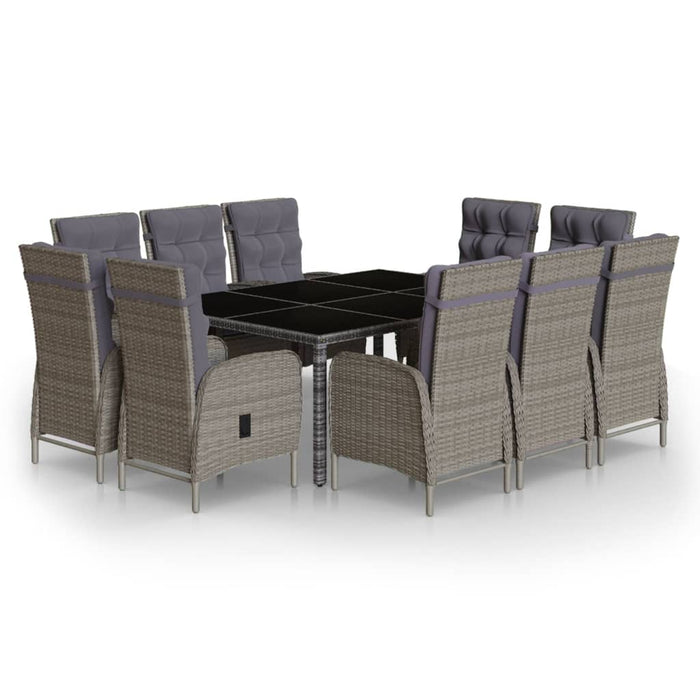 Set mobilier de grădină, 11 piese, gri, poliratan WALTI