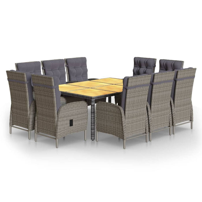 Set mobilier de grădină, 11 piese, gri, poliratan WALTI