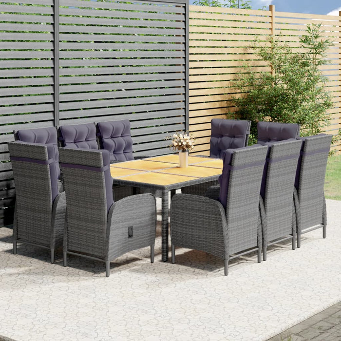 Set mobilier de grădină, 11 piese, gri, poliratan WALTI