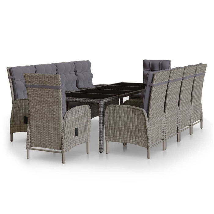 Set mobilier de grădină, 11 piese, gri, poliratan - WALTI WALTI