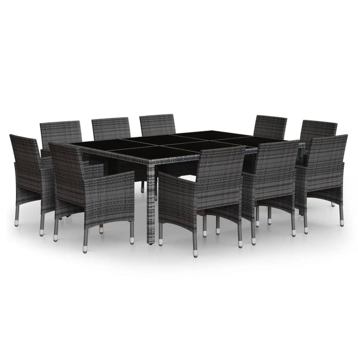 Set mobilier de grădină, 11 piese, gri, poliratan WALTI