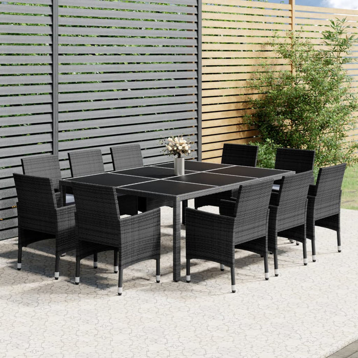 Set mobilier de grădină, 11 piese, gri, poliratan WALTI