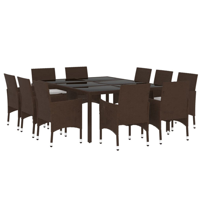 Set mobilier de grădină, 11 piese, maro, poliratan WALTI