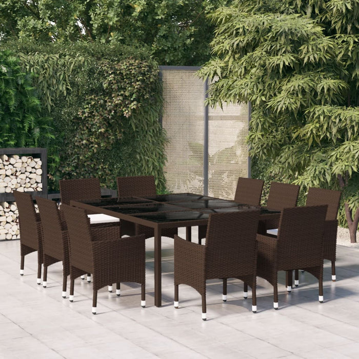 Set mobilier de grădină, 11 piese, maro, poliratan WALTI