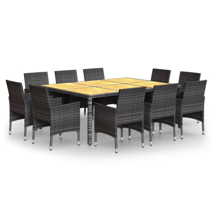 Set mobilier de grădină, 11 piese, gri, poliratan WALTI