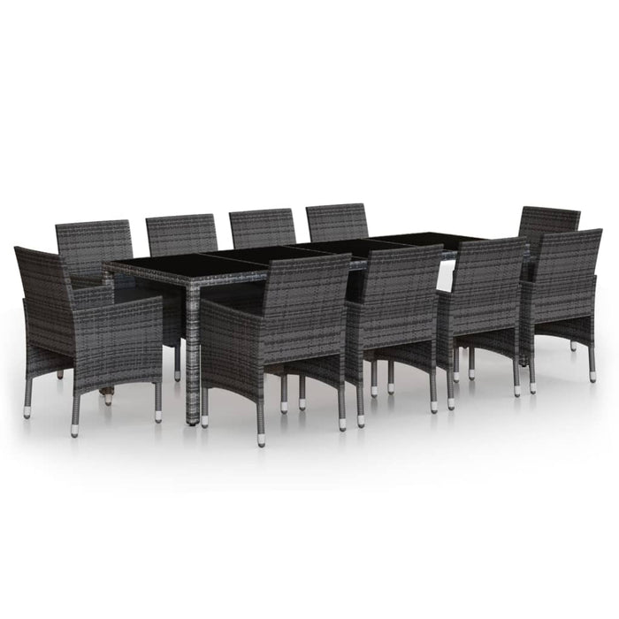 Set mobilier de grădină, 11 piese, gri, poliratan WALTI