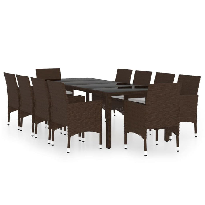 Set mobilier de grădină, 11 piese, maro, poliratan - WALTI WALTI
