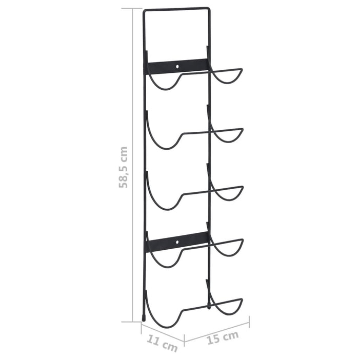 Suport sticle de vin montat pe perete, 5 sticle, negru, fier - WALTI WALTI