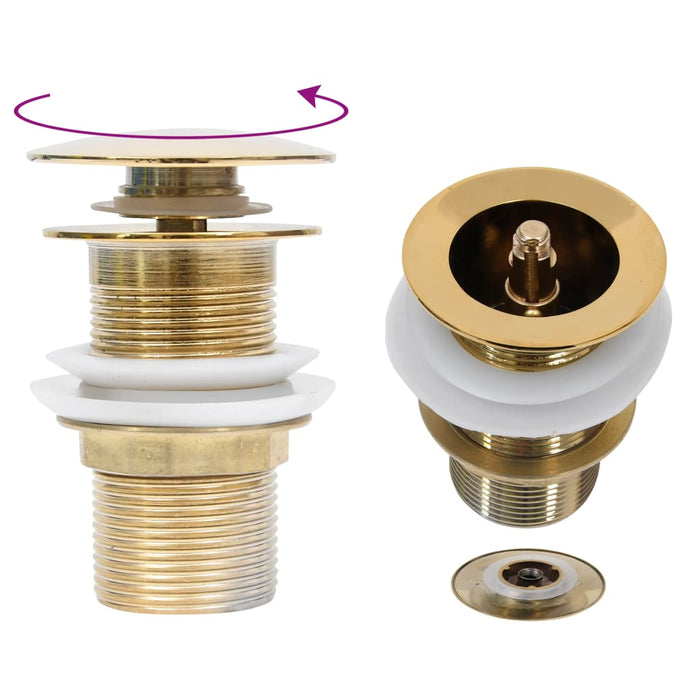 Ventil scurgere push, fără preaplin, auriu 6,4x6,4x9,1 cm - WALTI WALTI