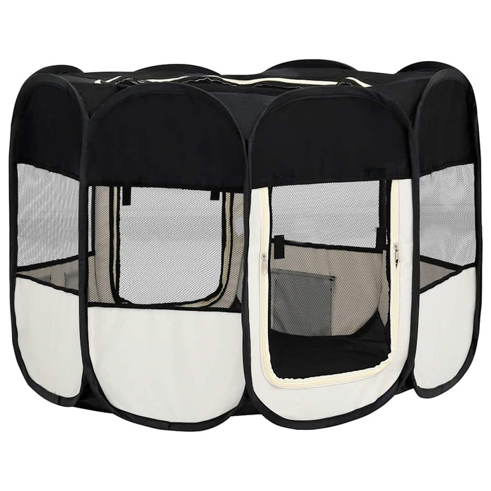 Țarc de câini pliabil cu sac de transport, negru, 90x90x58 cm - WALTI WALTI