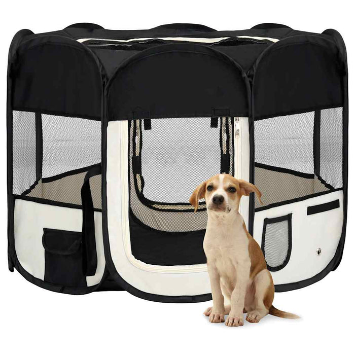 Țarc de câini pliabil cu sac de transport, negru, 90x90x58 cm - WALTI WALTI