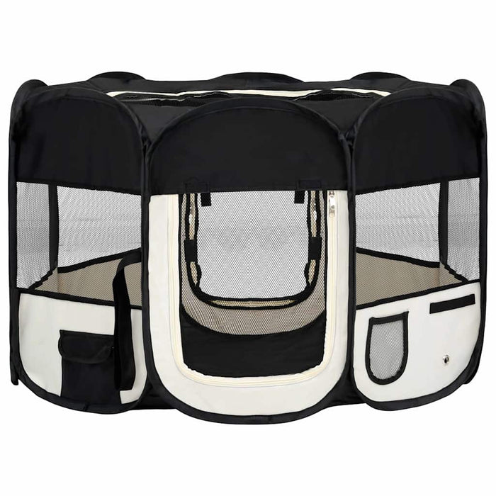 Țarc de câini pliabil cu sac de transport, negru, 110x110x58 cm - WALTI WALTI