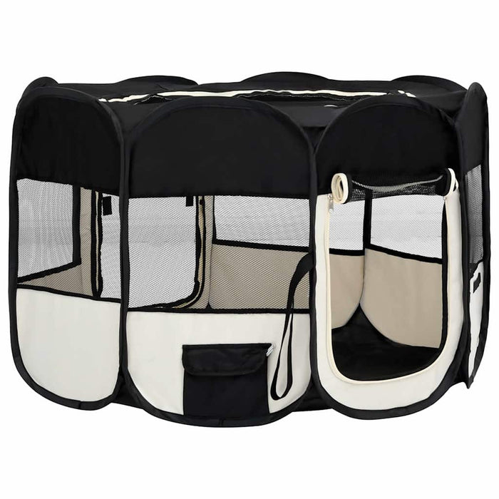 Țarc de câini pliabil cu sac de transport, negru, 110x110x58 cm - WALTI WALTI