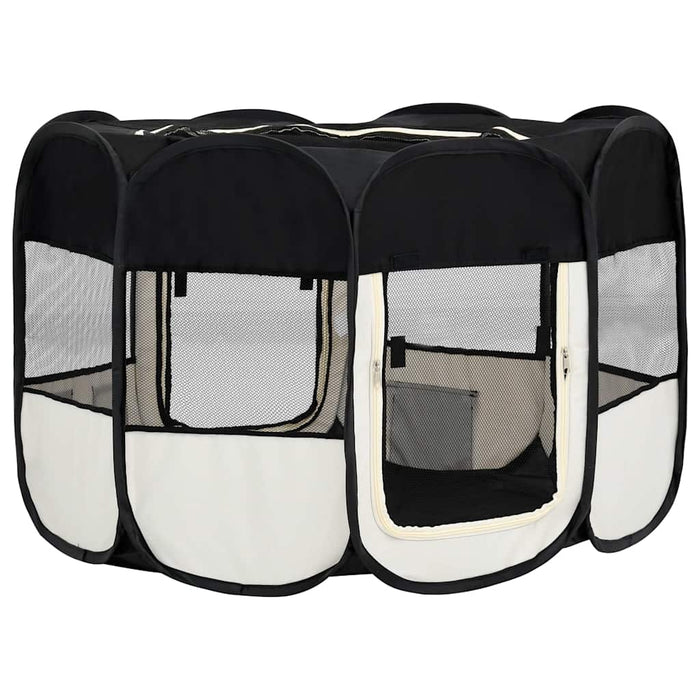 Țarc de câini pliabil cu sac de transport, negru, 110x110x58 cm - WALTI WALTI