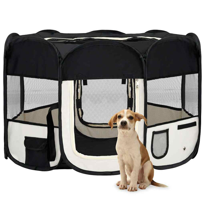 Țarc de câini pliabil cu sac de transport, negru, 110x110x58 cm - WALTI WALTI