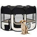 Țarc de câini pliabil cu sac de transport, negru, 110x110x58 cm - WALTI WALTI