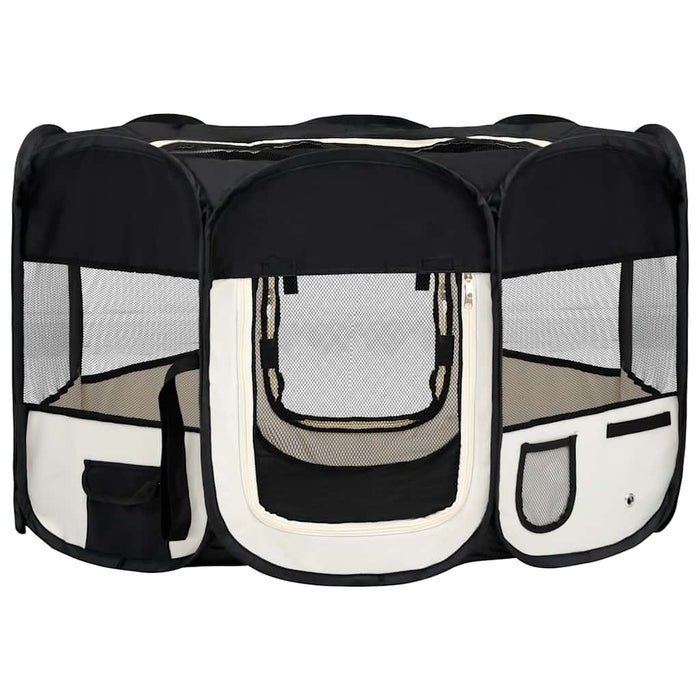 Țarc de câini pliabil cu sac de transport, negru, 125x125x61 cm - WALTI WALTI