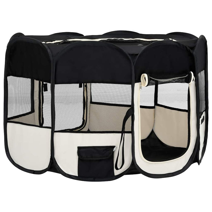 Țarc de câini pliabil cu sac de transport, negru, 125x125x61 cm - WALTI WALTI