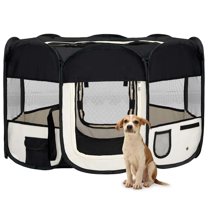 Țarc de câini pliabil cu sac de transport, negru, 125x125x61 cm - WALTI WALTI
