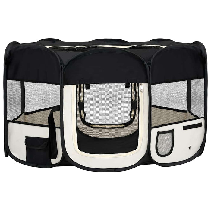 Țarc de câini pliabil cu sac de transport, negru, 145x145x61 cm - WALTI WALTI