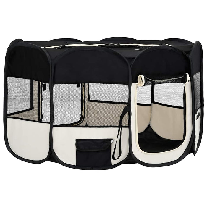 Țarc de câini pliabil cu sac de transport, negru, 145x145x61 cm - WALTI WALTI