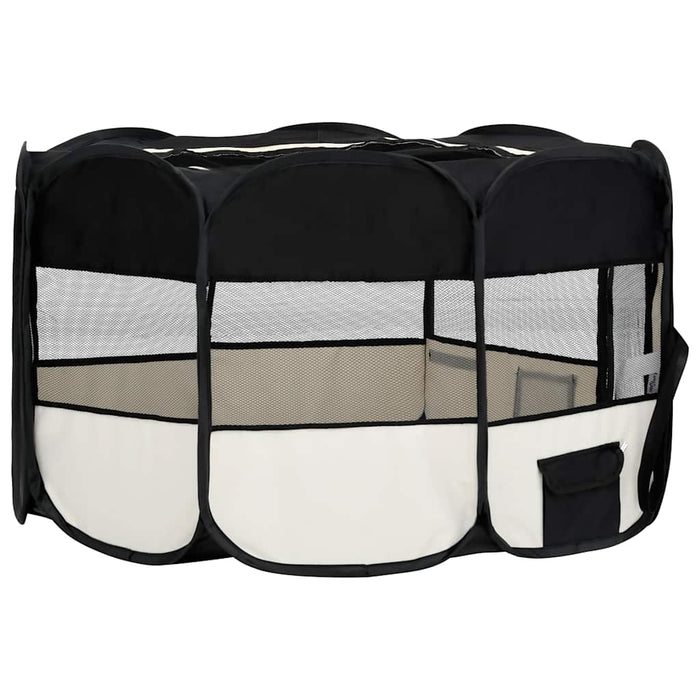 Țarc de câini pliabil cu sac de transport, negru, 145x145x61 cm - WALTI WALTI
