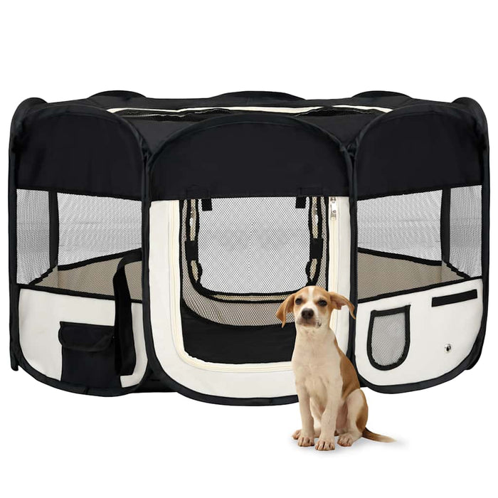 Țarc de câini pliabil cu sac de transport, negru, 145x145x61 cm - WALTI WALTI