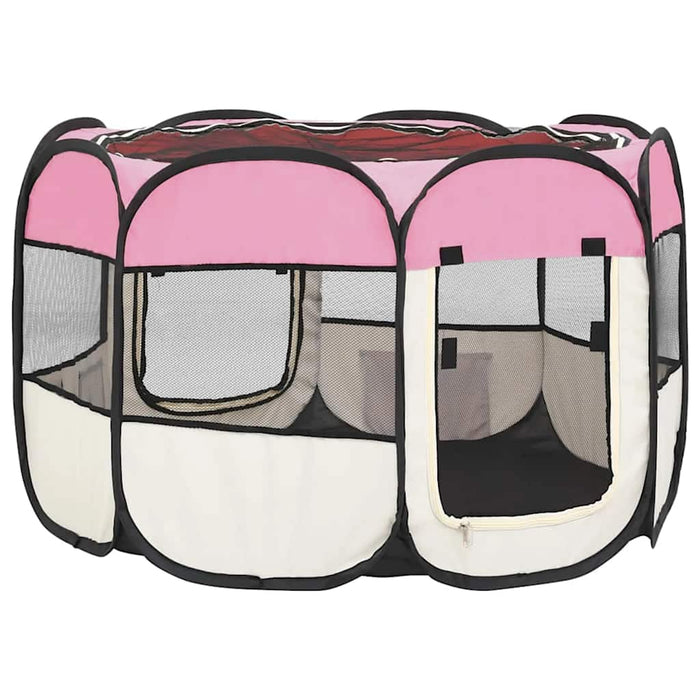 Țarc joacă pliabil câini cu sac de transport roz 90x90x58 cm - WALTI WALTI