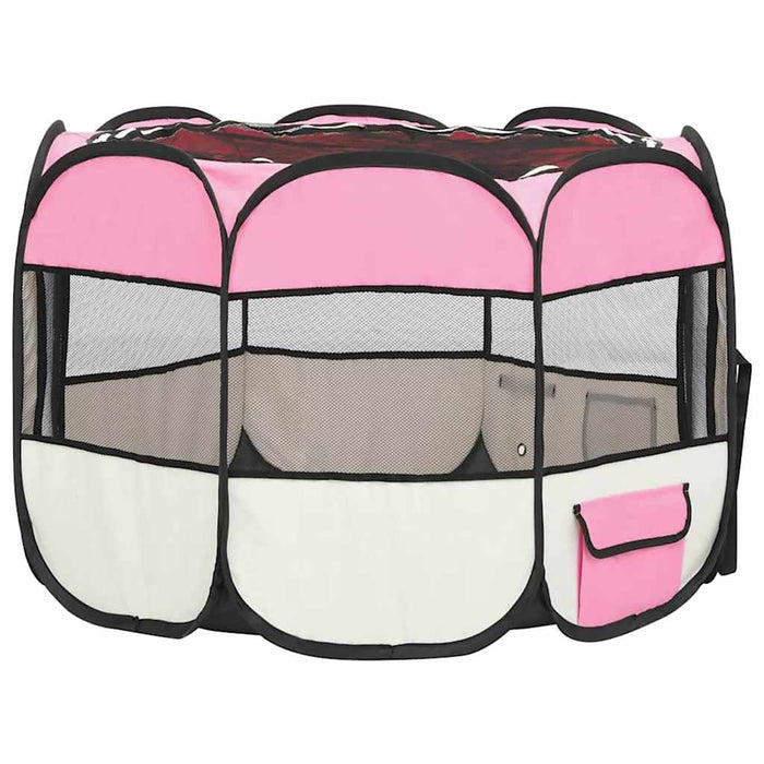 Țarc joacă pliabil câini cu sac de transport roz 90x90x58 cm - WALTI WALTI