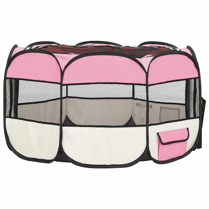 Țarc joacă pliabil câini cu sac de transport roz 110x110x58 cm - WALTI WALTI
