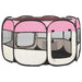 Țarc joacă pliabil câini cu sac de transport roz 110x110x58 cm - WALTI WALTI