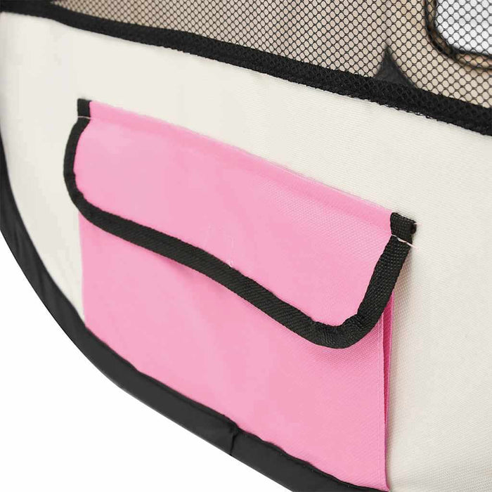 Țarc joacă pliabil câini cu sac de transport roz 110x110x58 cm - WALTI WALTI