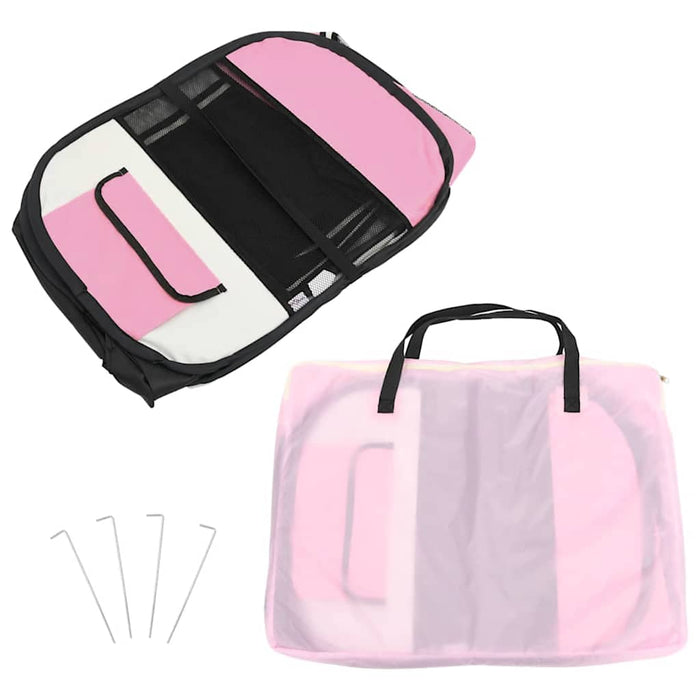 Țarc joacă pliabil câini cu sac de transport roz 110x110x58 cm - WALTI WALTI