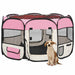 Țarc joacă pliabil câini cu sac de transport roz 110x110x58 cm - WALTI WALTI