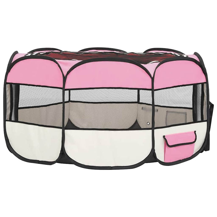 Țarc de câini pliabil cu sac de transport, roz, 145x145x61 cm - WALTI WALTI