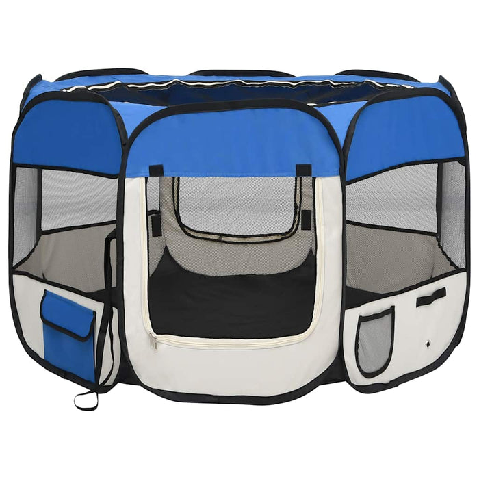 Țarc joacă pliabil câini cu sac transport albastru 90x90x58 cm - WALTI WALTI