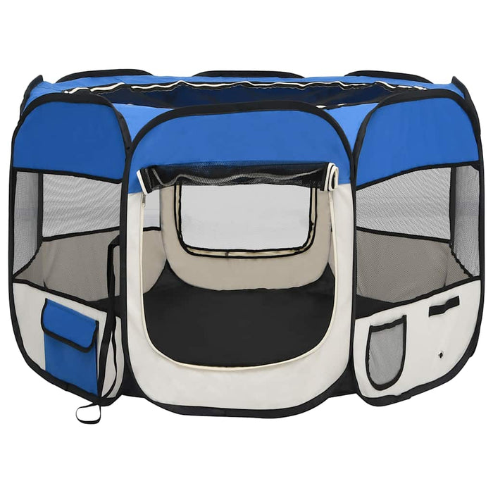 Țarc joacă pliabil câini cu sac transport albastru 90x90x58 cm - WALTI WALTI
