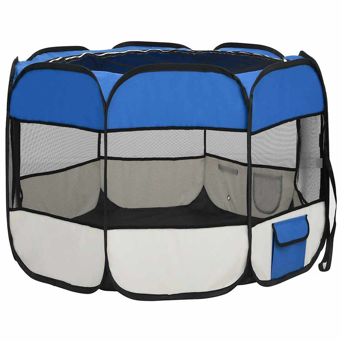 Țarc joacă pliabil câini cu sac transport albastru 90x90x58 cm - WALTI WALTI