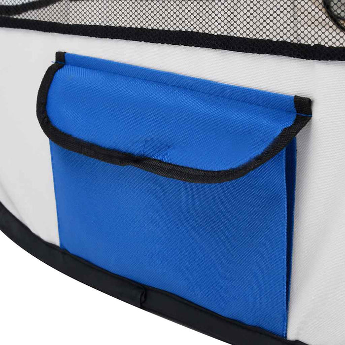 Țarc joacă pliabil câini cu sac transport albastru 90x90x58 cm - WALTI WALTI