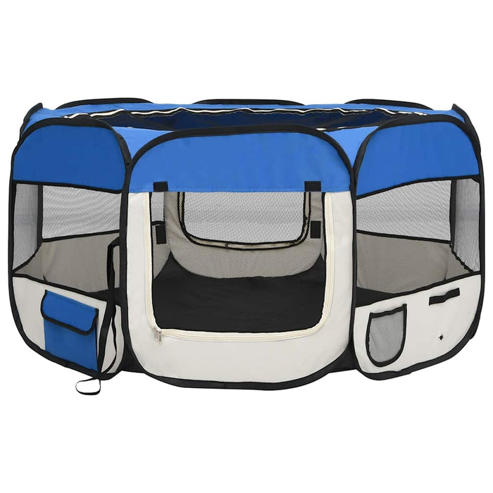 Țarc câini pliabil cu sac de transport, albastru, 125x125x61 cm - WALTI WALTI