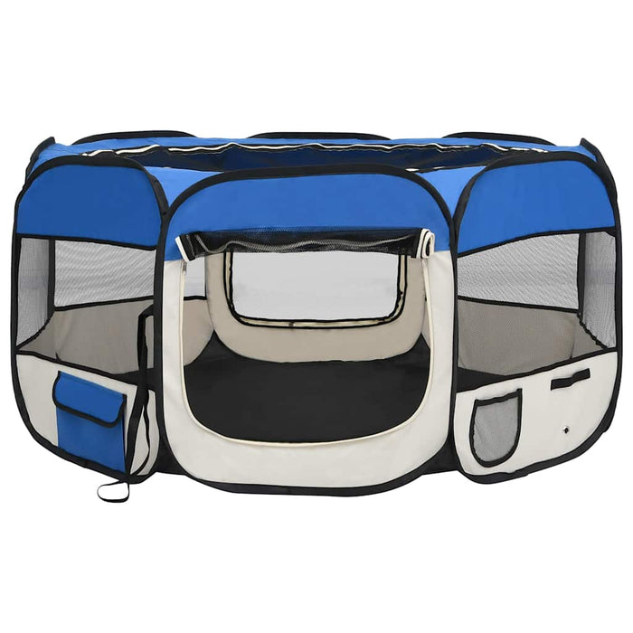 Țarc câini pliabil cu sac de transport, albastru, 125x125x61 cm - WALTI WALTI