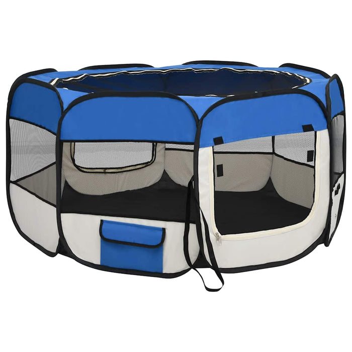 Țarc câini pliabil cu sac de transport, albastru, 125x125x61 cm - WALTI WALTI