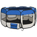 Țarc câini pliabil cu sac de transport, albastru, 125x125x61 cm - WALTI WALTI