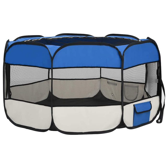 Țarc câini pliabil cu sac de transport, albastru, 125x125x61 cm - WALTI WALTI
