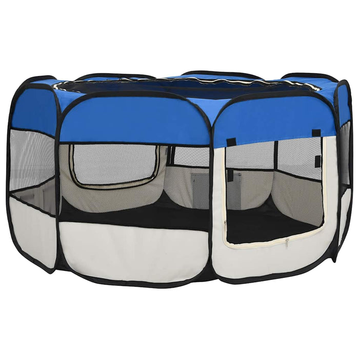 Țarc câini pliabil cu sac de transport, albastru, 125x125x61 cm - WALTI WALTI