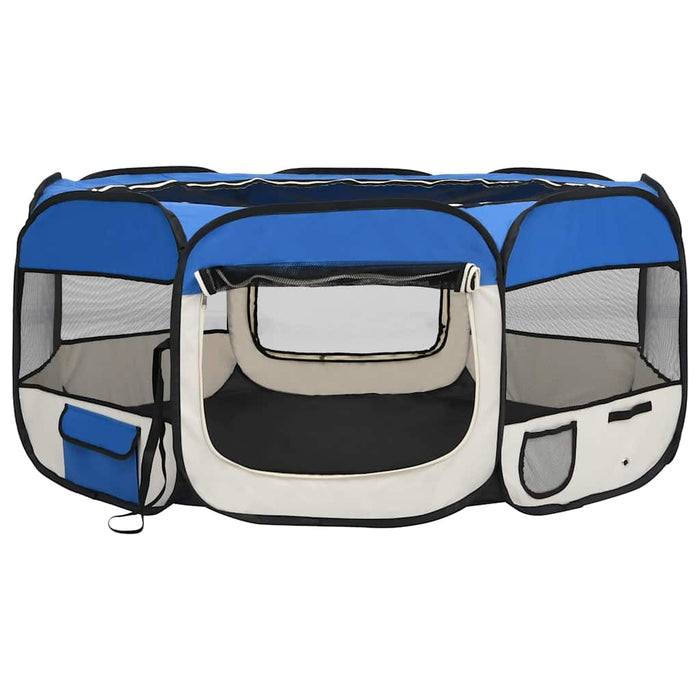 Țarc câini pliabil cu sac de transport, albastru, 145x145x61 cm - WALTI WALTI