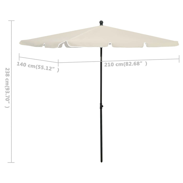 Umbrelă de grădină cu stâlp, nisipiu, 210x140 cm - WALTI WALTI