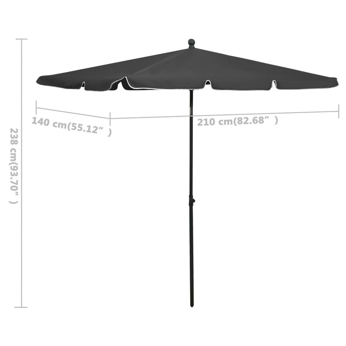 Umbrelă de grădină cu stâlp, antracit, 210x140 cm - WALTI WALTI